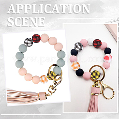30 pièces 5 styles de perles focales rondes en silicone&nbsp;SIL-SC0003-28