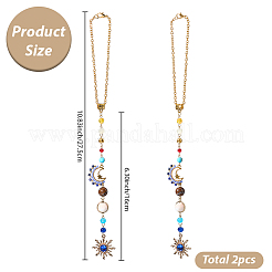 2 pendentif décoratif en verre et coquillage&nbsp;HJEW-SC0002-68