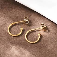 Pendientes de acero inoxidable 304 en forma de C&nbsp;X-EJEW-Z154-01G-01