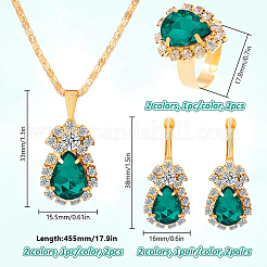 Boucles d'oreilles à levier en forme de larme en strass de 2 couleur&nbsp;SJEW-HY0001-22B