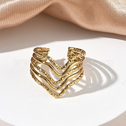 Mehrlagige offene Manschettenringe aus Edelstahl 304 für Damen&nbsp;RJEW-A095-05G