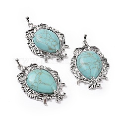 Gros pendentifs de pierres précieuses naturelles et synthétiques mélangées&nbsp;G-P496-01P