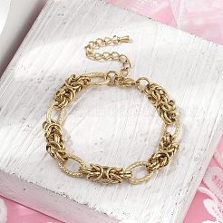 Stili punk hiphop anelli in acciaio inossidabile 304 bracciali a catena con maglie a nodo per le donne&nbsp;BJEW-Z084-03G