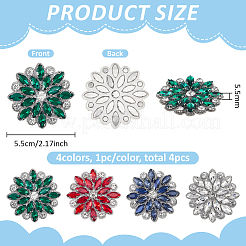 4 pieza de flor de vidrio con rhinestone de dos colores&nbsp;STIC-FG0001-11