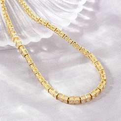 Collane tennis rettangolari in ottone da 6 mm con pavé di zirconi cubici trasparenti&nbsp;KK-CBA4547-12G