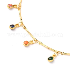 Cavigliere piatte con charm tondo in ottone smaltato&nbsp;AJEW-AN00344-03