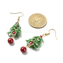 Arbre de Noël en perles miyuki delica avec boucles d'oreilles pendantes en perles de verre&nbsp;EJEW-MZ00090