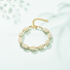 Braccialetto di perline intrecciate con perle di vetro&nbsp;BJEW-JB08593