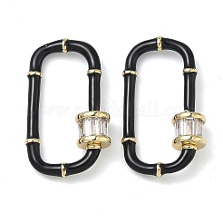 Mousqueton de verrouillage ovale en laiton micro-pavé de zircone cubique transparente&nbsp;KK-H256-01G