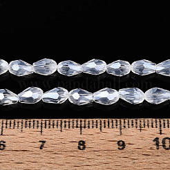 Transparente tropfenförmige Glasperlenstränge&nbsp;GLAA-T025-79A-01