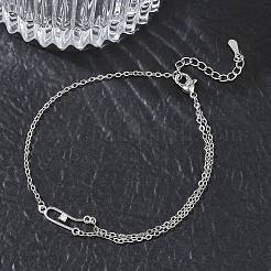 Messing Micro Pave klare Zirkonia Link Armbänder&nbsp;BJEW-E114-01E-P