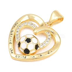 Fußballförmige Messing-Anhänger mit Mikropavé-Fassung aus Zirkonia&nbsp;KK-A297-09D-G