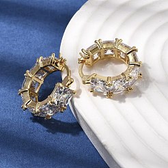 Orecchini a cerchio in ottone quadrato con micro pavé di zirconi cubici trasparenti&nbsp;EJEW-H108-07G