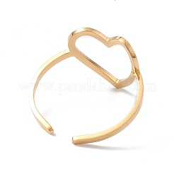 Anello polsino aperto in acciaio inossidabile 304 con cuore cavo per donna&nbsp;LS-RJEW-E073-07G