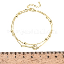 Bracelets à maillons simples en laiton sertis de micro-pavés de zirconiums cubiques transparents&nbsp;KK-CBA6980-20G