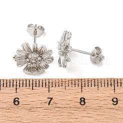 Valentinstag-Ohrstecker aus Messing mit Blumenmotiv&nbsp;EJEW-D351-03P