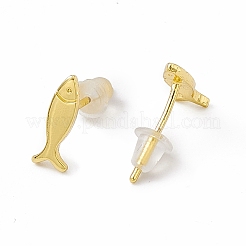 Boucles d'oreilles en laiton avec petits poissons pour femmes&nbsp;EJEW-P211-03G