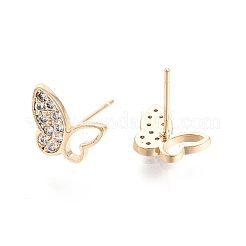 Boucles d'oreilles papillon en zircone cubique transparente&nbsp;EJEW-G321-04G