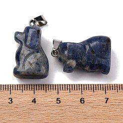 Pendentifs en jaspe tache bleue naturelle&nbsp;G-B127-07P-02