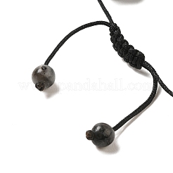 Braccialetti con perline intrecciate rotonde di larvikite naturale da 12.5 mm per donna uomo&nbsp;BJEW-C060-01Q