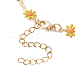 Messing Emaille Gänseblümchen Blume Gliederkette Armband machen&nbsp;AJEW-JB01438-02