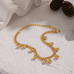 Braccialetti con ciondoli in perline rotonde minimaliste in acciaio inossidabile 304&nbsp;KO3660
