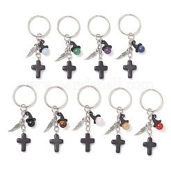 Llaveros de cuentas de piedra mixta natural&nbsp;KEYC-JKC01331