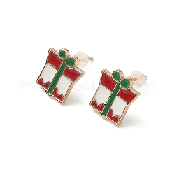 9 Paar weihnachtliche Ohrstecker aus Emaillelegierung&nbsp;EJEW-G449-01G
