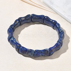 Bracelets extensibles en bambou et perles de lapis-lazuli naturel pour femmes et hommes&nbsp;BJEW-K304-01H