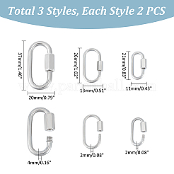 6 Stück 3 Stile 304 Edelstahl Schraube Karabiner Schloss Charms&nbsp;STAS-UN0053-31
