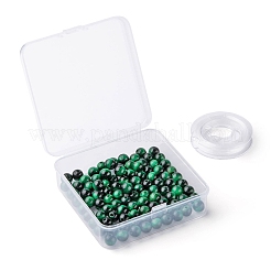 100 Stück 8 mm natürliches grünes Tigerauge (gefärbt und erhitzt) runde Perlen&nbsp;DIY-LS0002-08