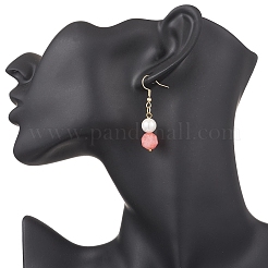 Runde Halskette mit Anhänger und Ohrhängern aus natürlichem Rhodochrosit und Muschelperlen&nbsp;SJEW-JS01362