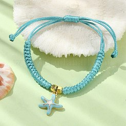 Armbänder mit Anhänger aus emaillierter Legierung in Seesternform&nbsp;BJEW-JB09883-02