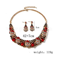 Ensemble collier et boucles d'oreilles pendantes en alliage strass en forme de goutte d'eau et de père Noël de Noël&nbsp;FS-WG4FF2A-01