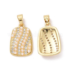 Pendentifs rectangle en laiton micro pavé de zircone cubique transparente&nbsp;KK-G406-28G
