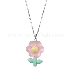 Colliers à pendentif fleur en résine&nbsp;NJEW-JN04727