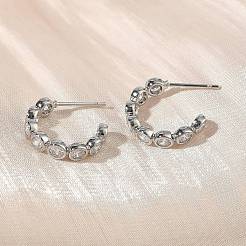 Messing Micro Pave klare Zirkonia Ohrstecker&nbsp;EJEW-G452-07P