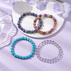 4 Stück Konstellation 8mm rund naturweiß Jade & blauer Fleck Jaspis&nbsp;BJEW-JB10631