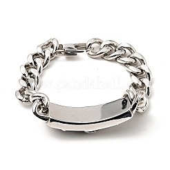 Bracciale rettangolare con maglie a forma di teschio in acciaio inossidabile 304 anti-ossidazione con catene a maglie per uomo e donna&nbsp;BJEW-E009-24P