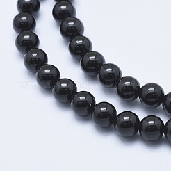 Natürliche schwarze Turmalin Perlen Stränge&nbsp;G-E444-27-6mm