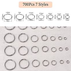 700 Stück 7 Stile 201 & 304 Edelstahl Spaltringe&nbsp;STAS-CJ0002-17
