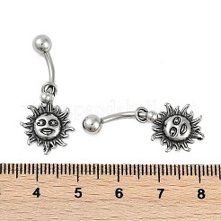 Bauchnabelringe aus chirurgischem Edelstahl „Sonne“ 316&nbsp;EJEW-G416-08AS
