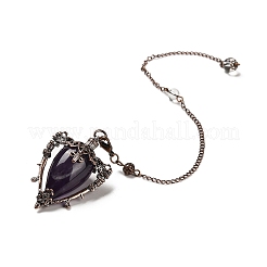 Natürliche Amethyst Dreieck Wünschelrutenpendel Anhänger&nbsp;G-G022-01R-01