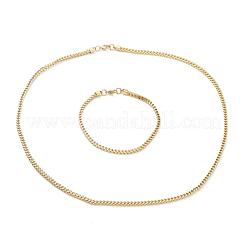 Conjuntos de joyería de pulseras y collares de cadena de trigo de acero inoxidable 304 con revestimiento de iones (IP)&nbsp;SJEW-B019-04A-G