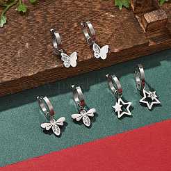 3 Paar 3 Stile Weihnachten 304 Edelstahl Creolen-Sets für Frauen&nbsp;EJEW-K279-08D-P