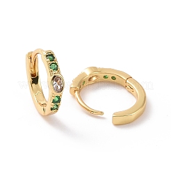 Pendientes de aro ovalados con circonitas verdes&nbsp;EJEW-P206-09G
