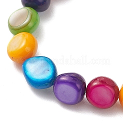 Dehnbare Armbänder aus gefärbten Naturmuschelperlen für Damen&nbsp;BJEW-JB13582
