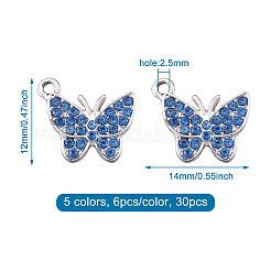 30pcs 5 Farben Zinklegierung Schmetterling Schmuck Charms&nbsp;FIND-TA0001-61