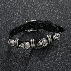 Bracelet rivets tête de mort en alliage&nbsp;BJEW-C037-03A