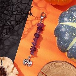Décorations de pendentif en alliage de citrouille d'Halloween&nbsp;HJEW-JM02073-02